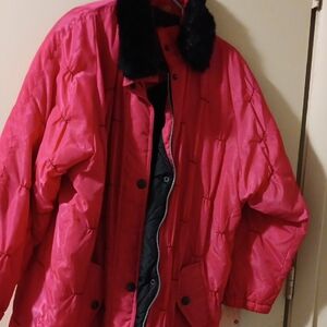 Women's Pink Quilted Jacket with Black Collar